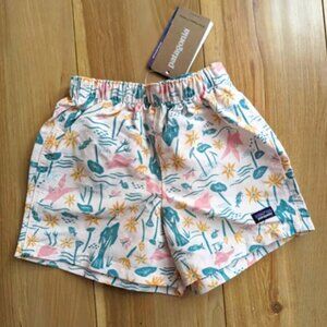 NWT Patagonia Baby Baggies Shorts Birds in the Lotus / Prima Pink size 3-6 m